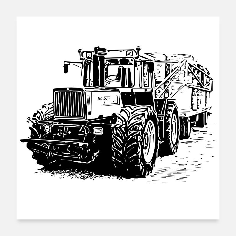 Alter MB trac 1300 TRAKTOR mit Strohanhänger Poster 60x60 cm