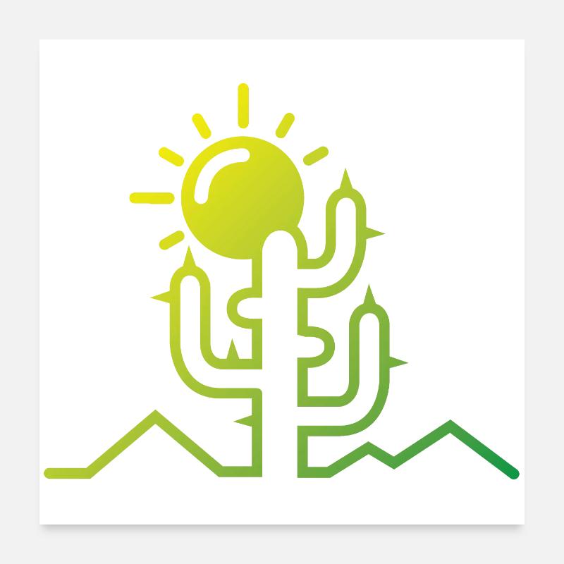 cactus Wüste Sonne Abenteuer minimal Design flat Poster 60x60 cm