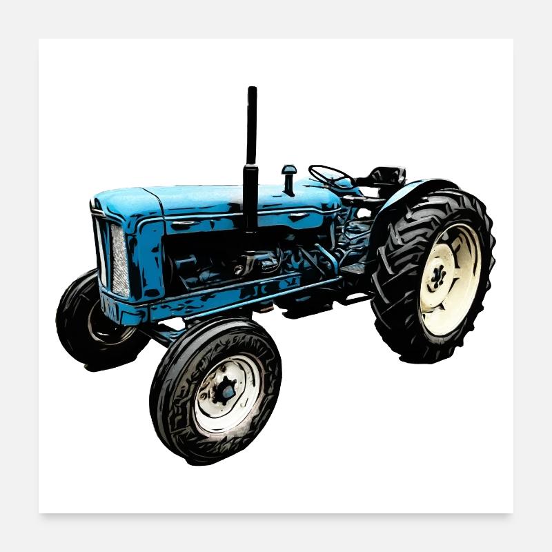 Traktor Super Major 6 - Poster 60x60 cm - Weiß