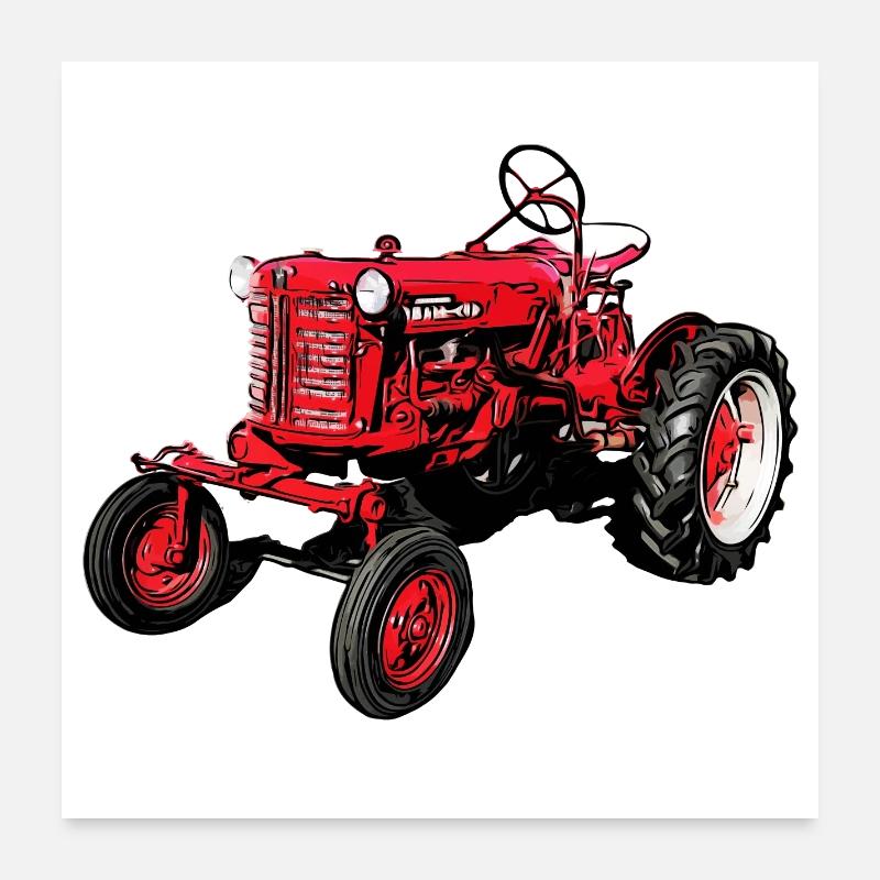 Alter Farmall Cub Traktor - Poster 60x60 cm - Weiß