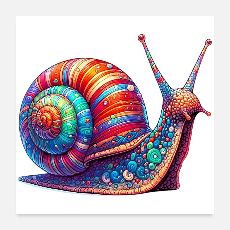 Schnecke - Poster 60x60 cm - Weiß