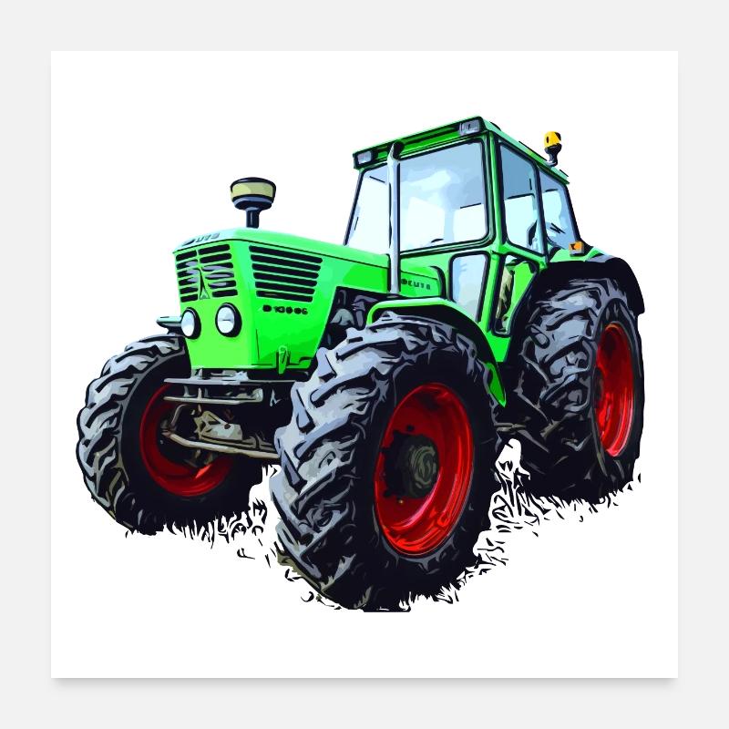 Traktor Deutz 13006 - Poster 60x60 cm - Weiß