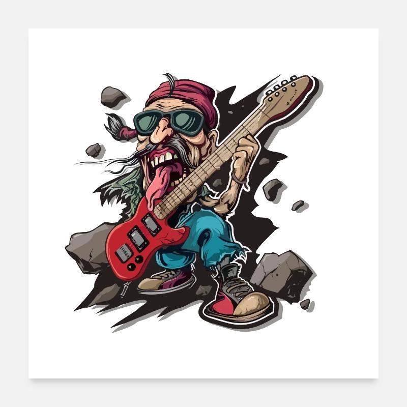 Rock - Rock and Roll - Poster 60x60 cm - Weiß