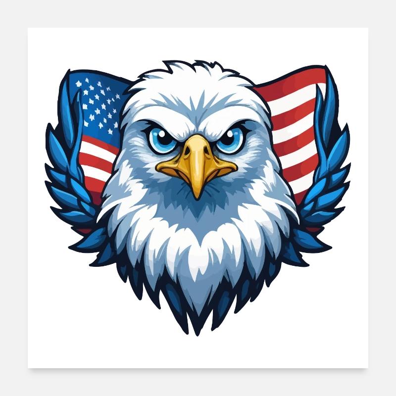 Drapeau des États-Unis Eagle Wings Poster 60 x 60 cm