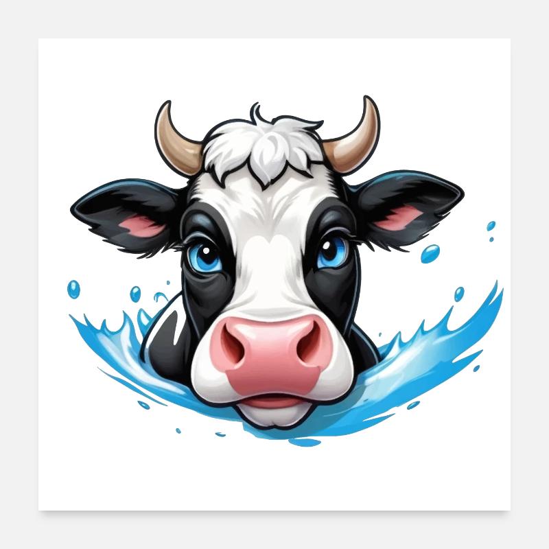 Douce éclaboussure de vache Poster 60 x 60 cm