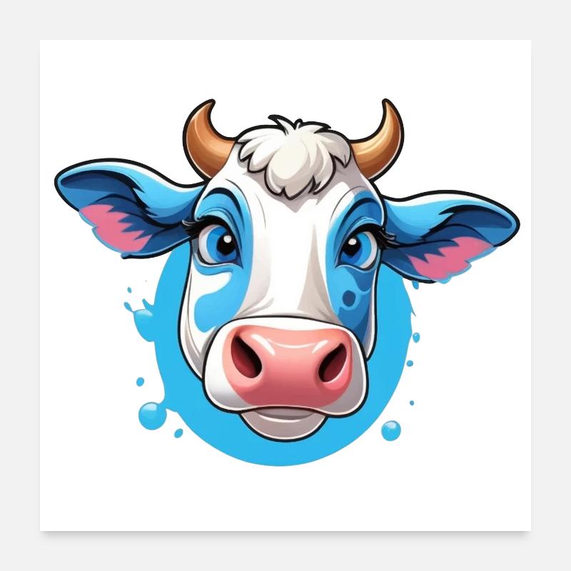 Vache colorée Poster 60 x 60 cm