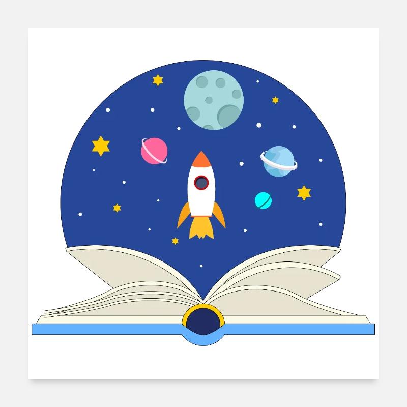 Open Book with Space Scene, Imagination and Advent Poster 24" x 24" (60x60 cm)