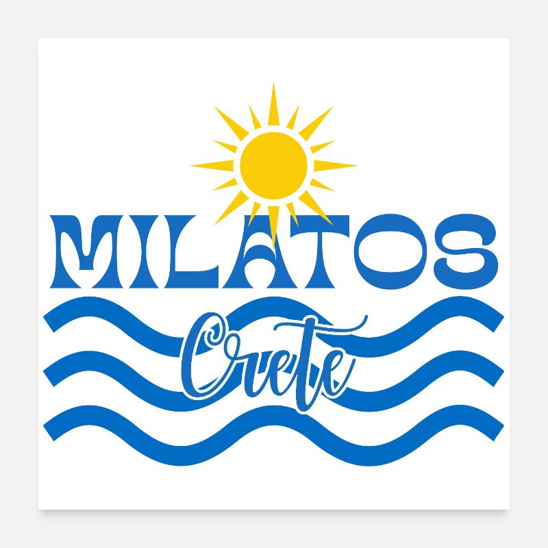 Lebendiges Milatos Sonnen- und Wellendesign Poster 60x60 cm