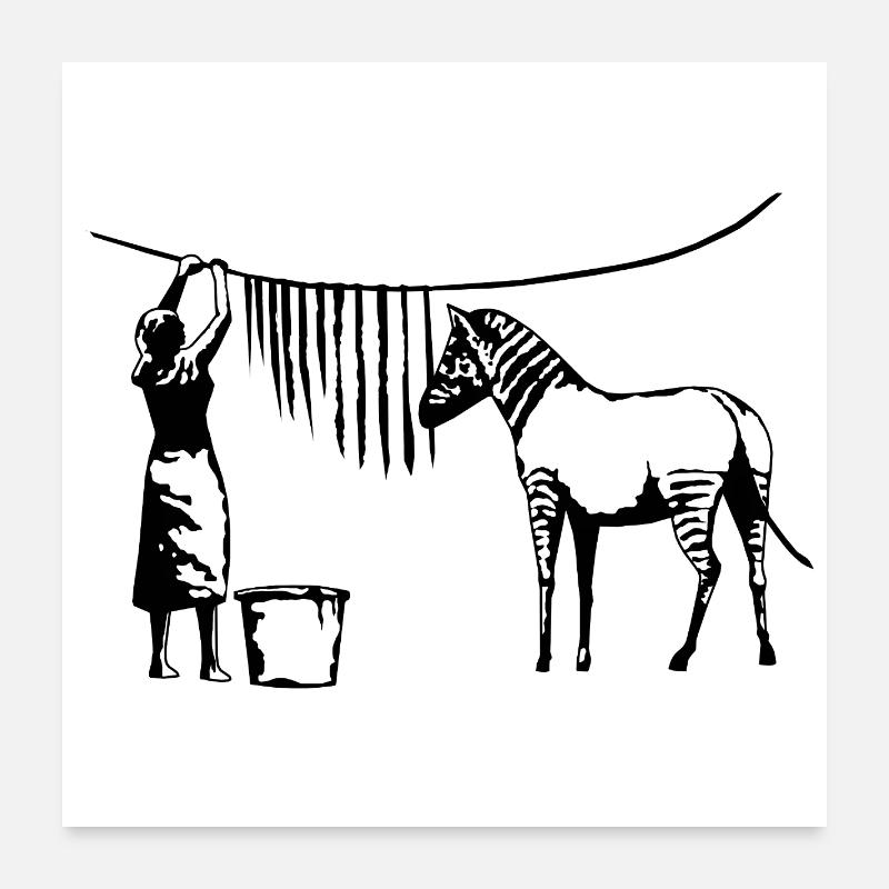 Rayures zèbres amusantes Poster 60 x 60 cm
