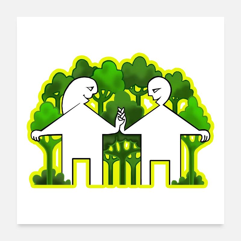Couple et vie verte Poster 60 x 60 cm