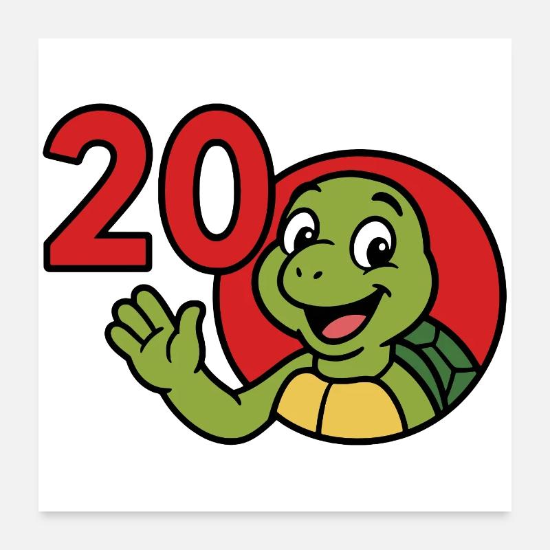 Turtle 20 ans de plaisir Poster 60 x 60 cm