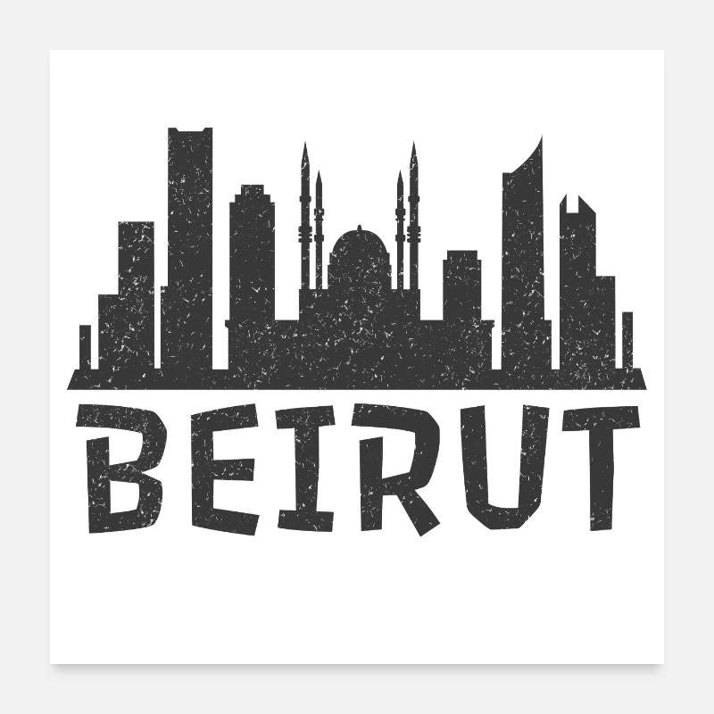 Beirut Skyline Silhouette Poster 60x60 cm