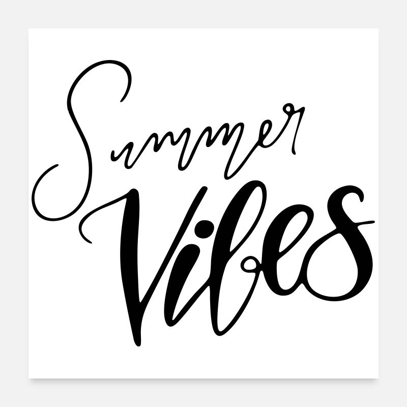 Lettrage à la main « Summer Vibes » Différentes couleurs Poster 60 x 60 cm