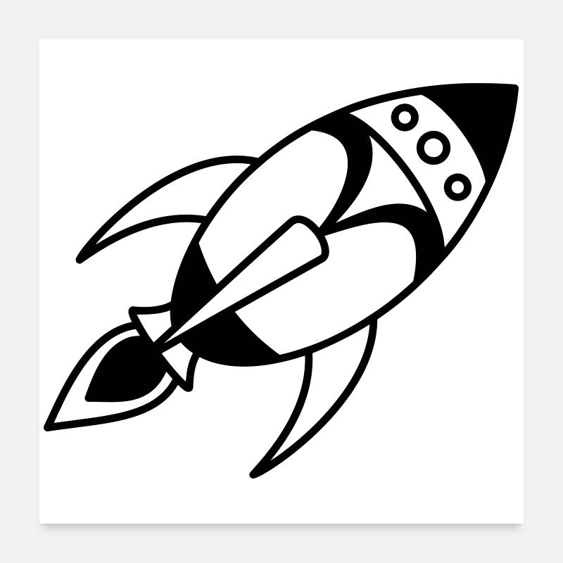 Retro Space Rocket – Weltall Raumschiff Design Poster 60x60 cm