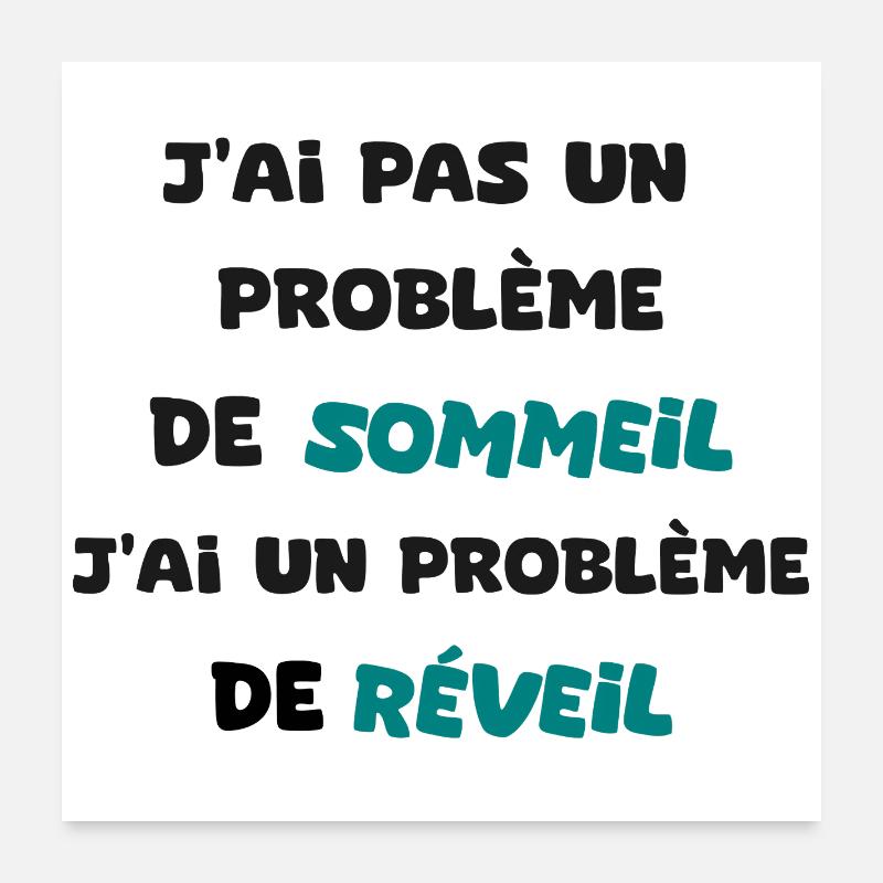 Humour Reveil difficile   - Poster 60 x 60 cm - blanc