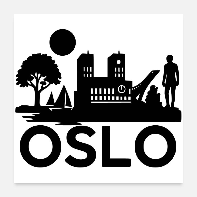 Oslo Silhouette Monuments Poster 60 x 60 cm