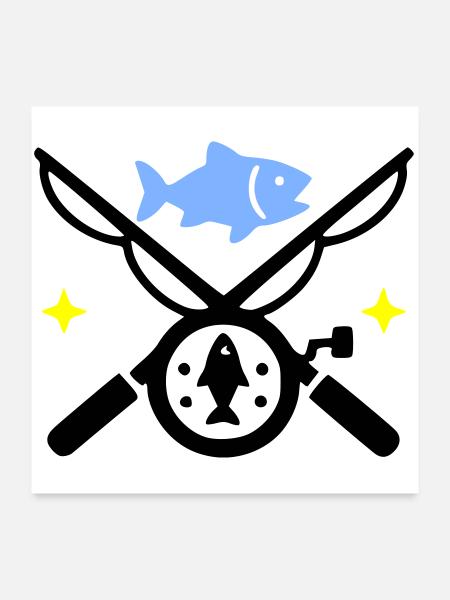 Angeln & Fischen | Petri Heil Hobby Logo - Poster 60x60 cm - Weiß - Vorne