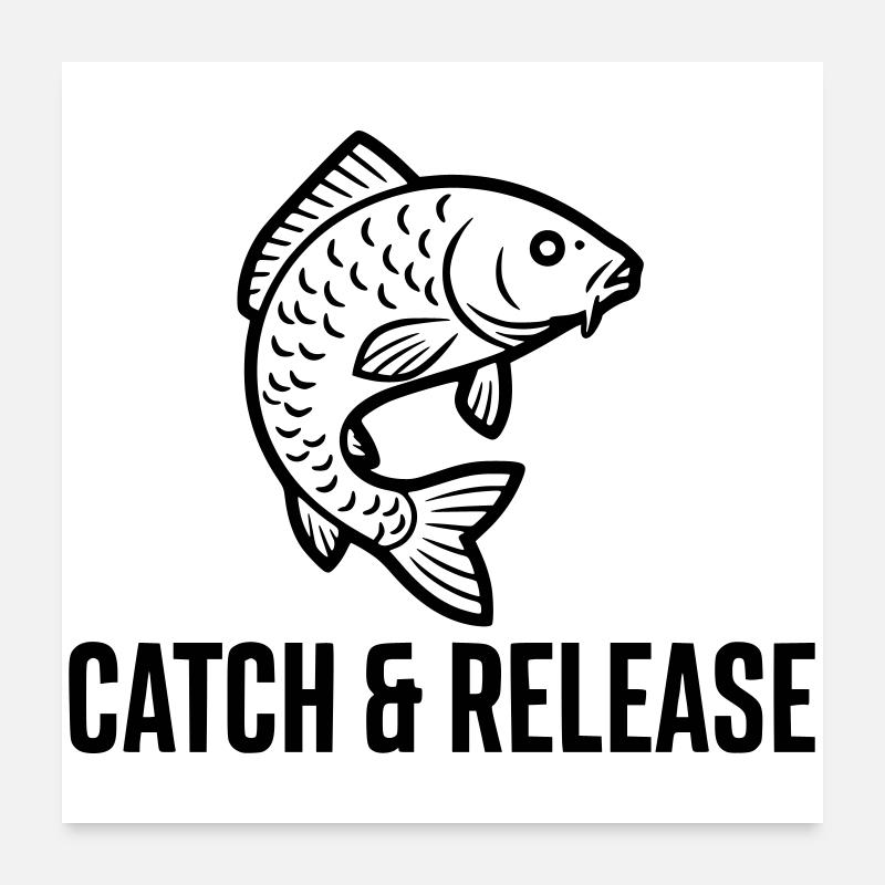 Prise et remise en liberté de la pêche à la carpe : Déclaration Poster 60 x 60 cm