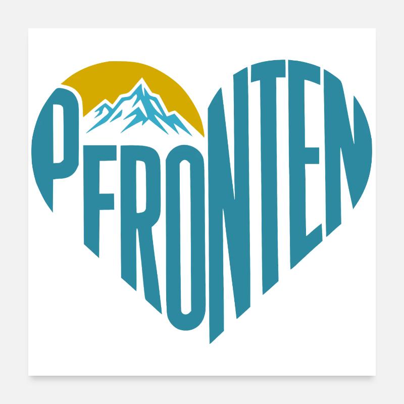 Pfronten Mountain Silhouette Heart Typography Poster 24" x 24" (60x60 cm)