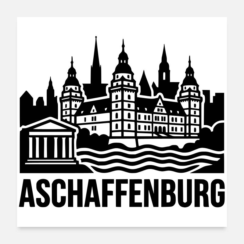 Aschaffenburg Silhouette Wahrzeichen Poster 60x60 cm