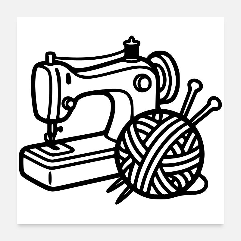 Sewing Machine Wool Knitting Sewing Handmade Poster 24" x 24" (60x60 cm)