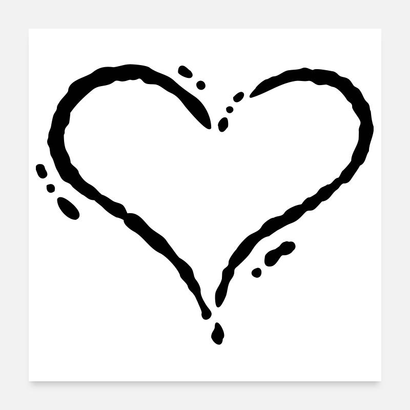 Herz - Scribble (Zeichnung) Poster 60x60 cm