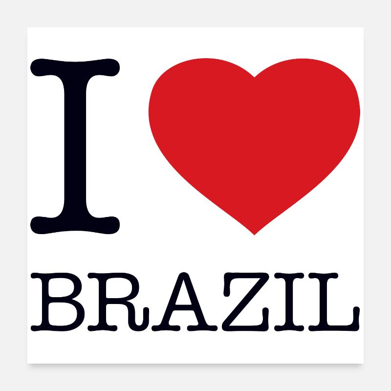 J’AIME BRÉSIL BRÉSILIEN Poster 60 x 60 cm