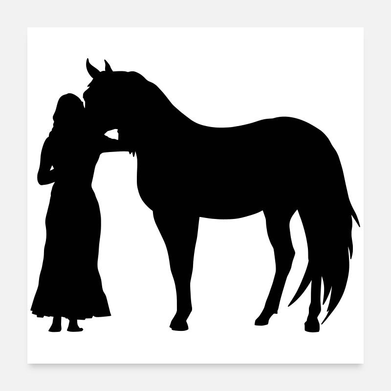 Frau mit Pferd Poster 60x60 cm