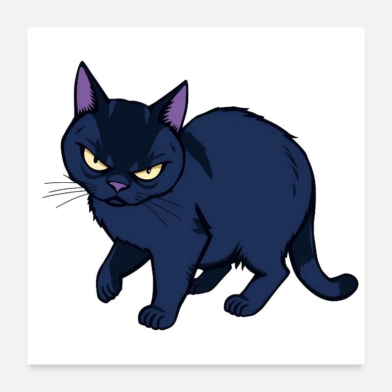 Chat noir sinistre Poster 60 x 60 cm