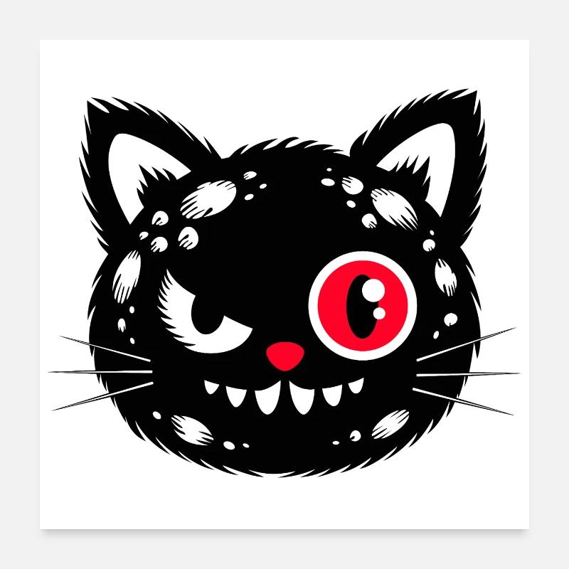 Chat noir aux yeux rouges Poster 60 x 60 cm