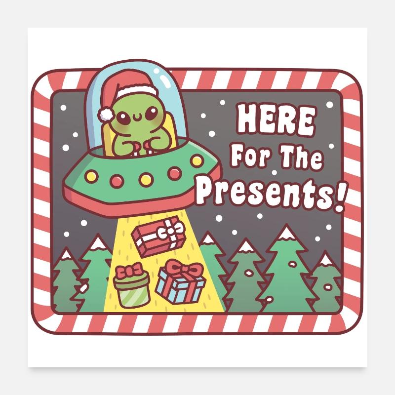 Funny Alien UFO Abducts Presents Here For The Pres Poster 24" x 24" (60x60 cm)