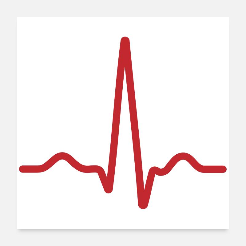 Fette rote EKG-Pulslinie Poster 60x60 cm