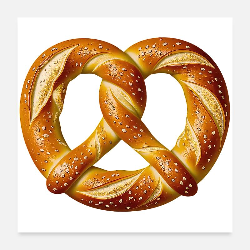 Brezel Bäcker Kostüm Backwaren Bäckerei Karneval  Poster 60x60 cm