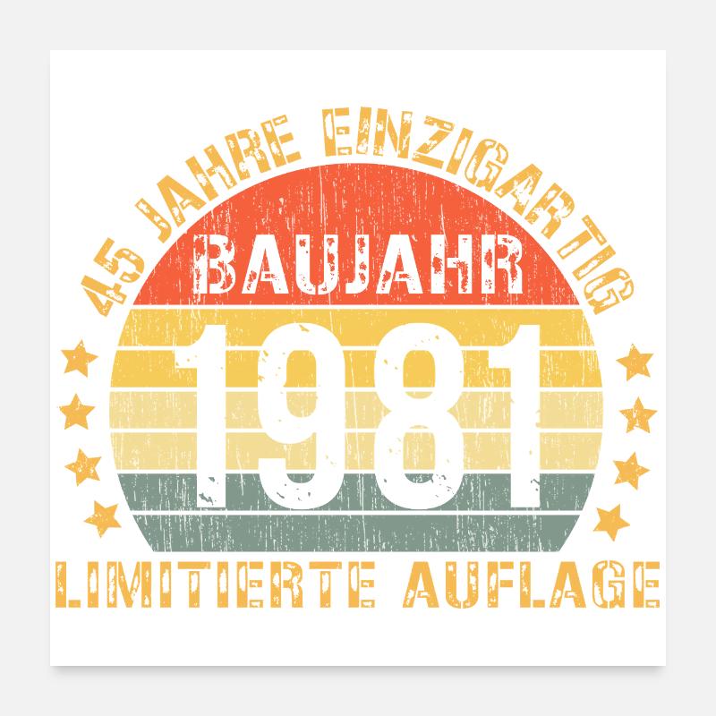 1981 Anniversaire 45 Décorations 45 45 Anniversaire Poster 60 x 60 cm