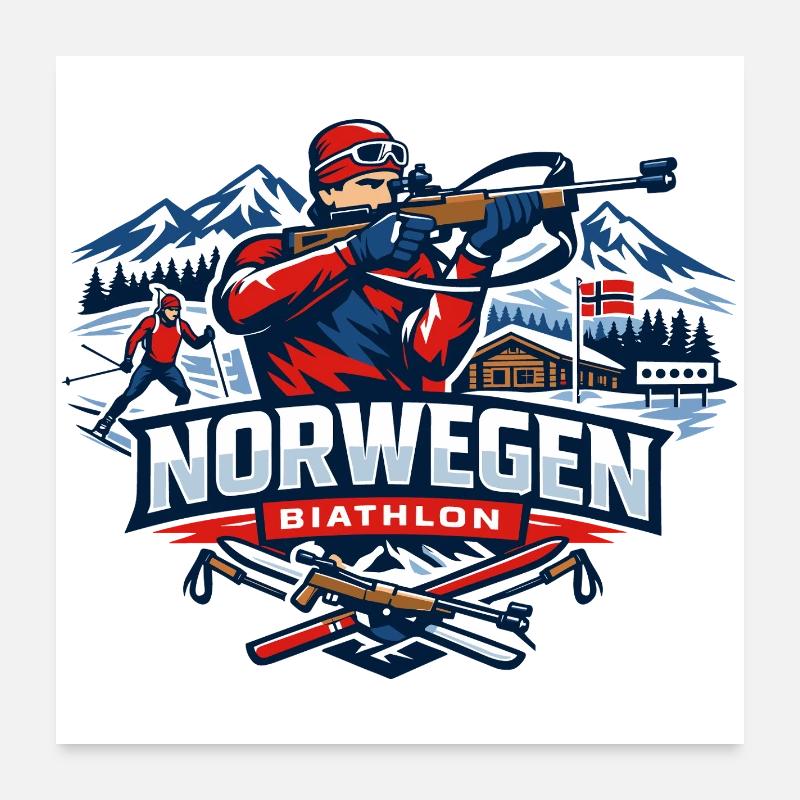 Biathlon Norway Norge Gift Fan Poster 24" x 24" (60x60 cm)