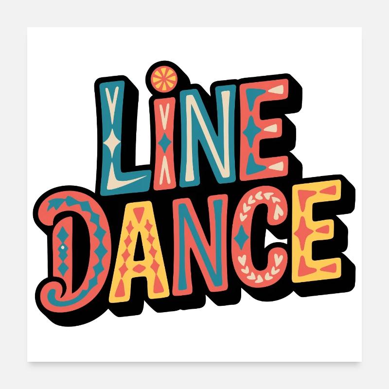 Line Dance Lettering: Color Explosion Poster 24" x 24" (60x60 cm)