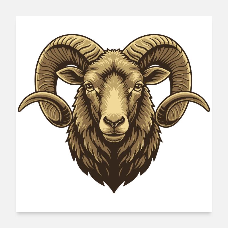 Funny Sheep Head Gift Fluffy Poster 24" x 24" (60x60 cm)