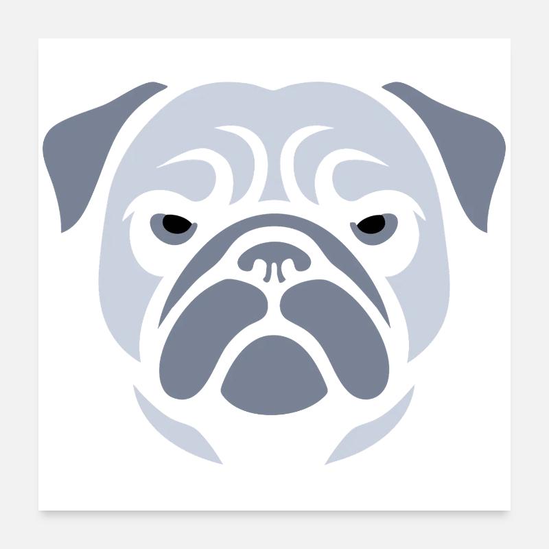 Mops , Hundekopf Poster 60x60 cm