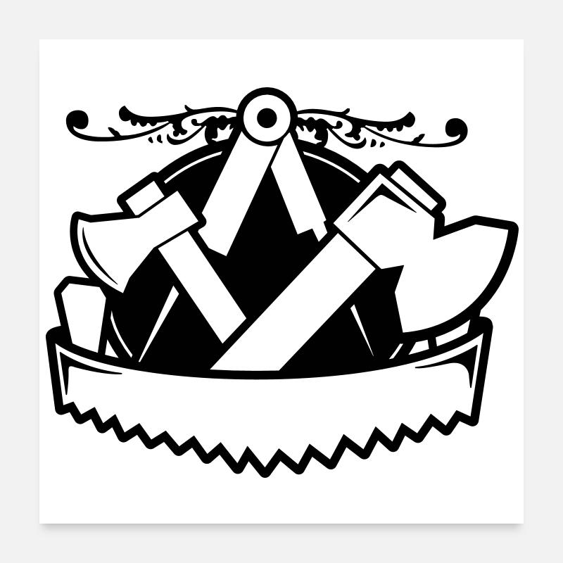 Carpenters' Emblem - Style - Poster 24" x 24" (60x60 cm) - white