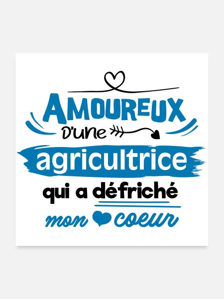 Amoureux d'une agricultrice - Poster 60 x 60 cm - blanc - Devant