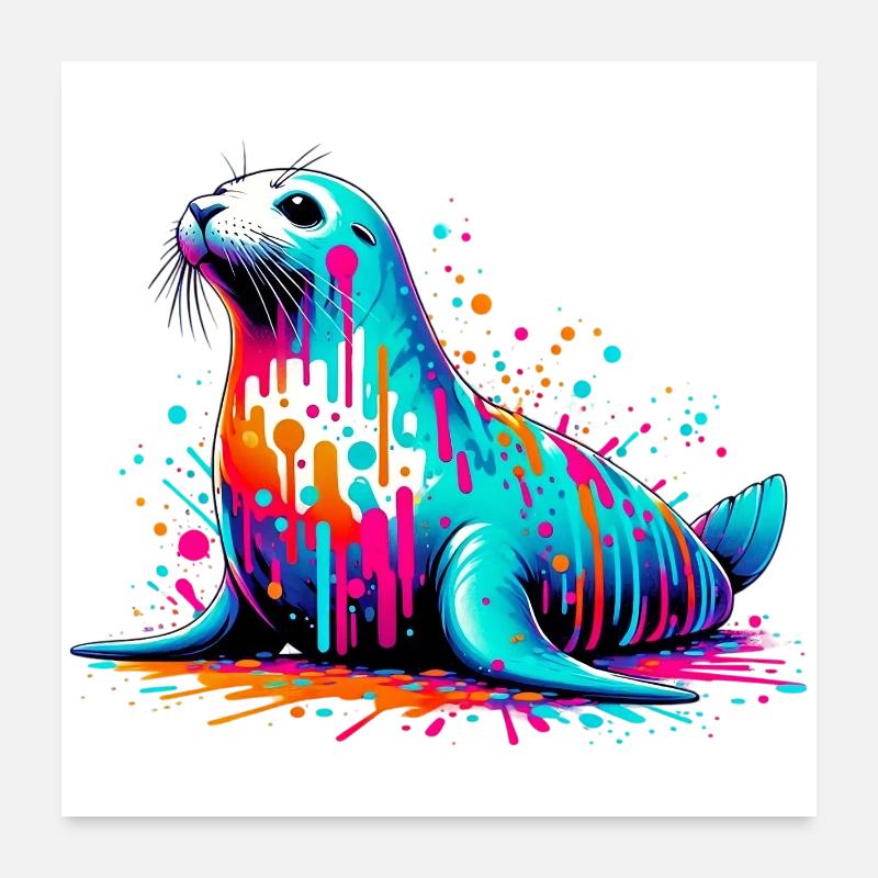 Phoque - Poster 60 x 60 cm - blanc
