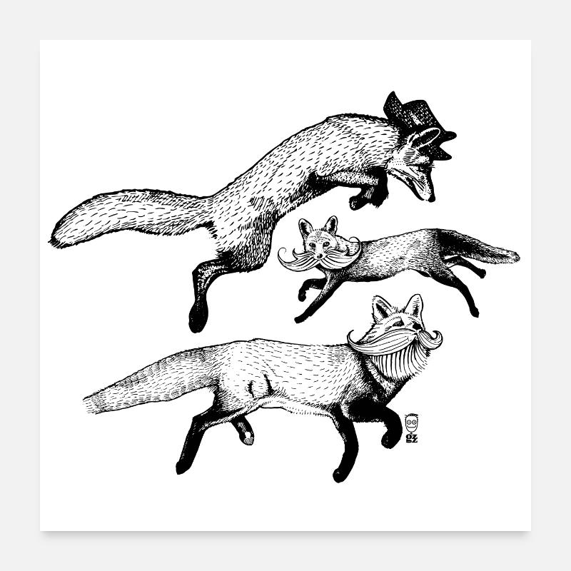 The 3 Foxes Poster 24" x 24" (60x60 cm)