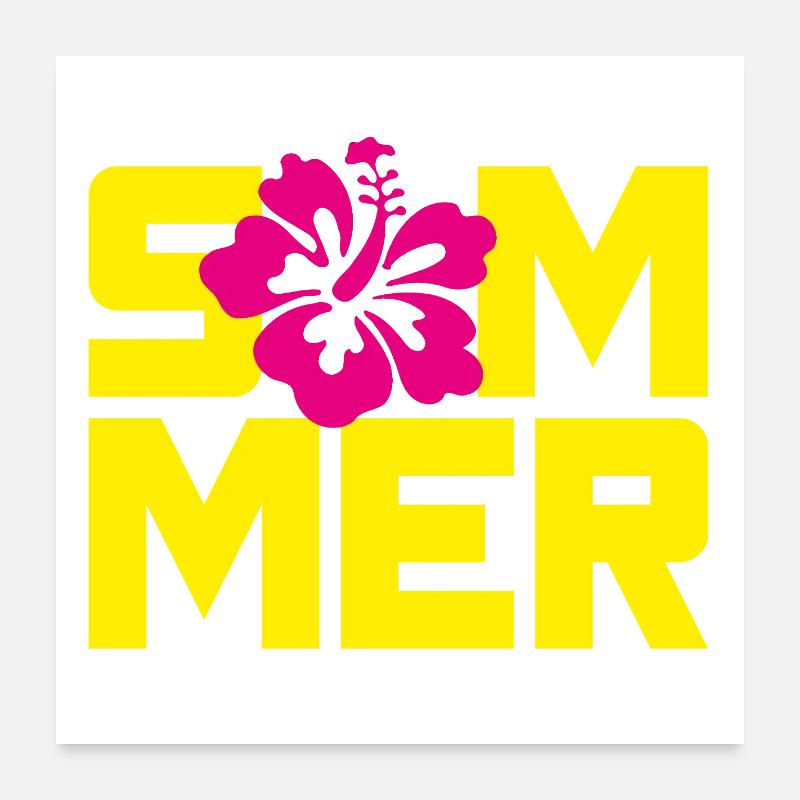 Été Hawaï Fleur Vacances Vacances Flower Power Soleil Poster 60 x 60 cm