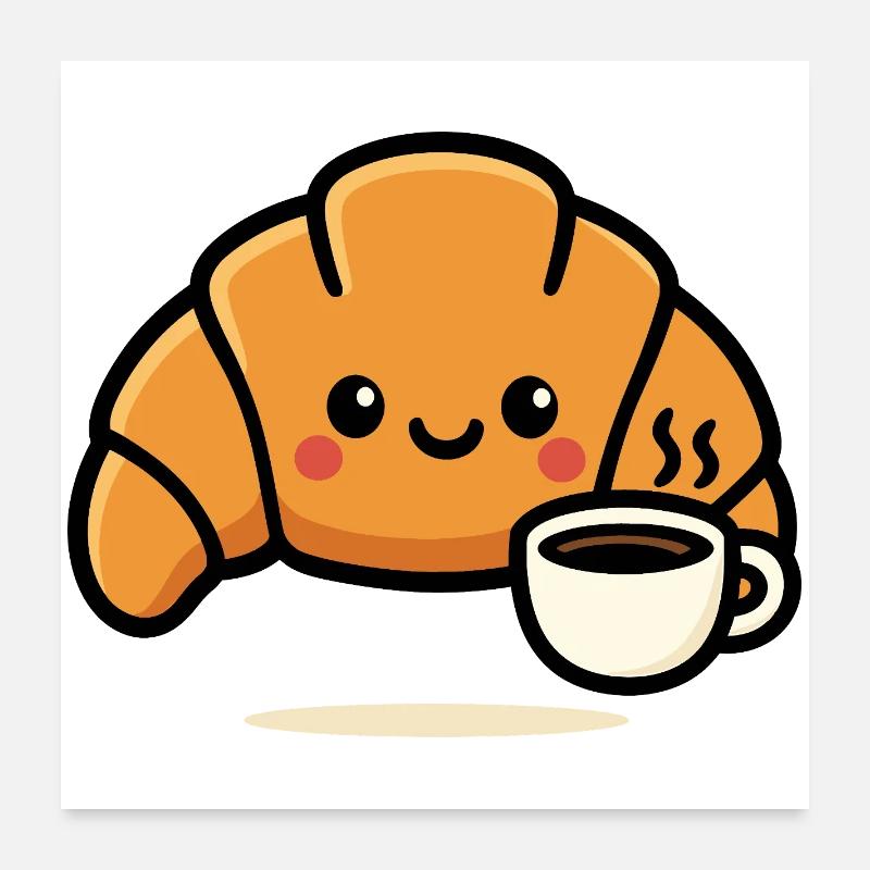 Croissant Café Mignon Poster 60x60 cm