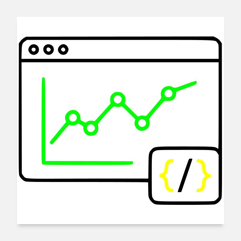 Web Analysis Chart Coding Browser Vector Poster 24" x 24" (60x60 cm)