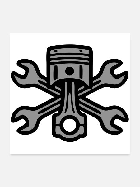 Logo de clé à vis à piston - Poster 60 x 60 cm - blanc - Devant