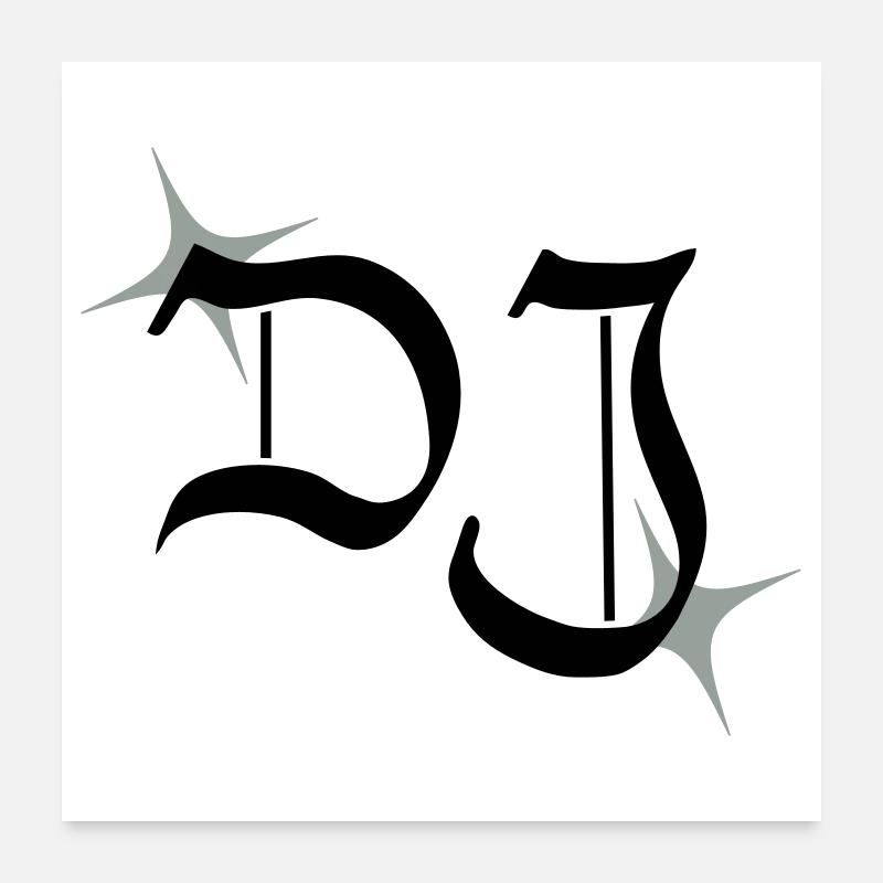 monogramme DJ - Poster 60 x 60 cm - blanc