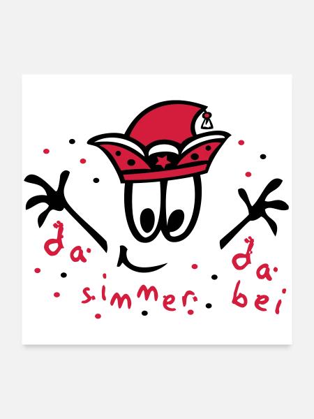 Fasching mit Konfetti, Karneval - Poster 60x60 cm - Weiß