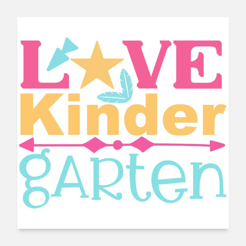 Liebe Kindergarten - Stern und Pfeil - Poster 60x60 cm - Weiß