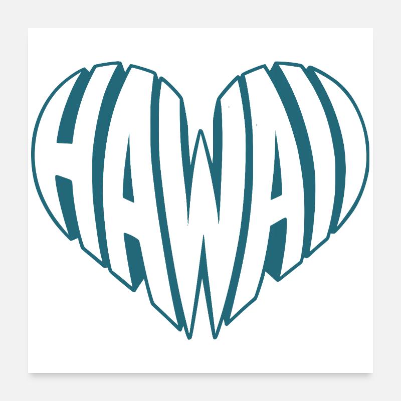 Hawaï, Hawaï Angular HeartTypo Design Poster 60 x 60 cm
